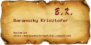 Baranszky Krisztofer névjegykártya